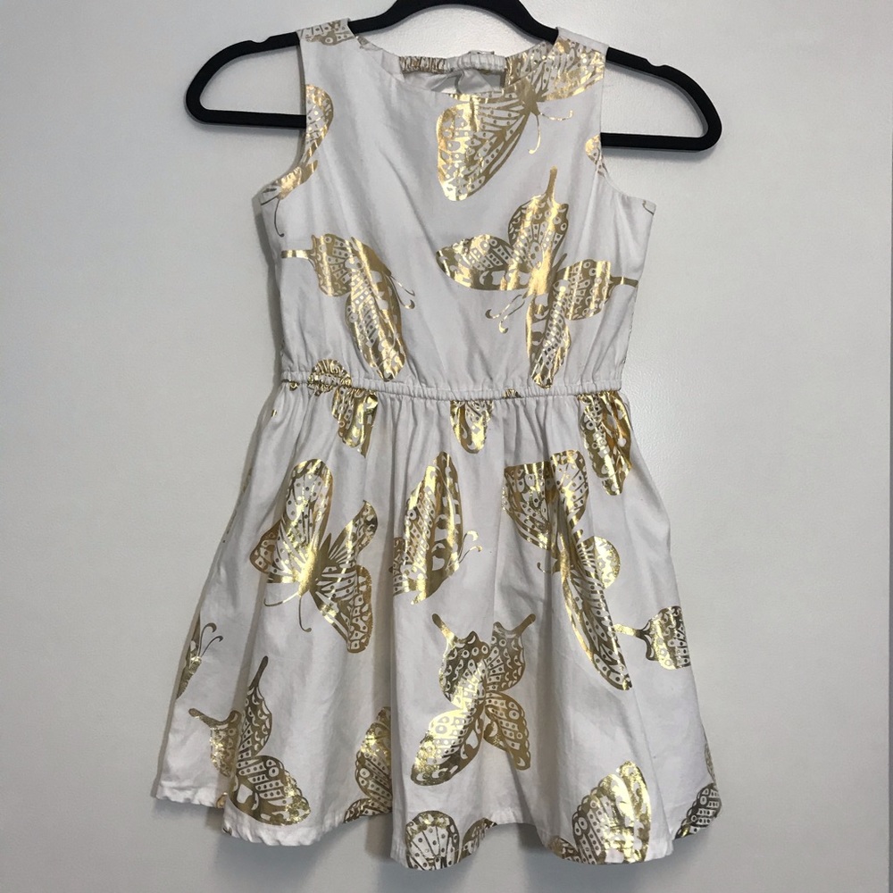 Crazy8 fit and flare metallic butterfly dress gold